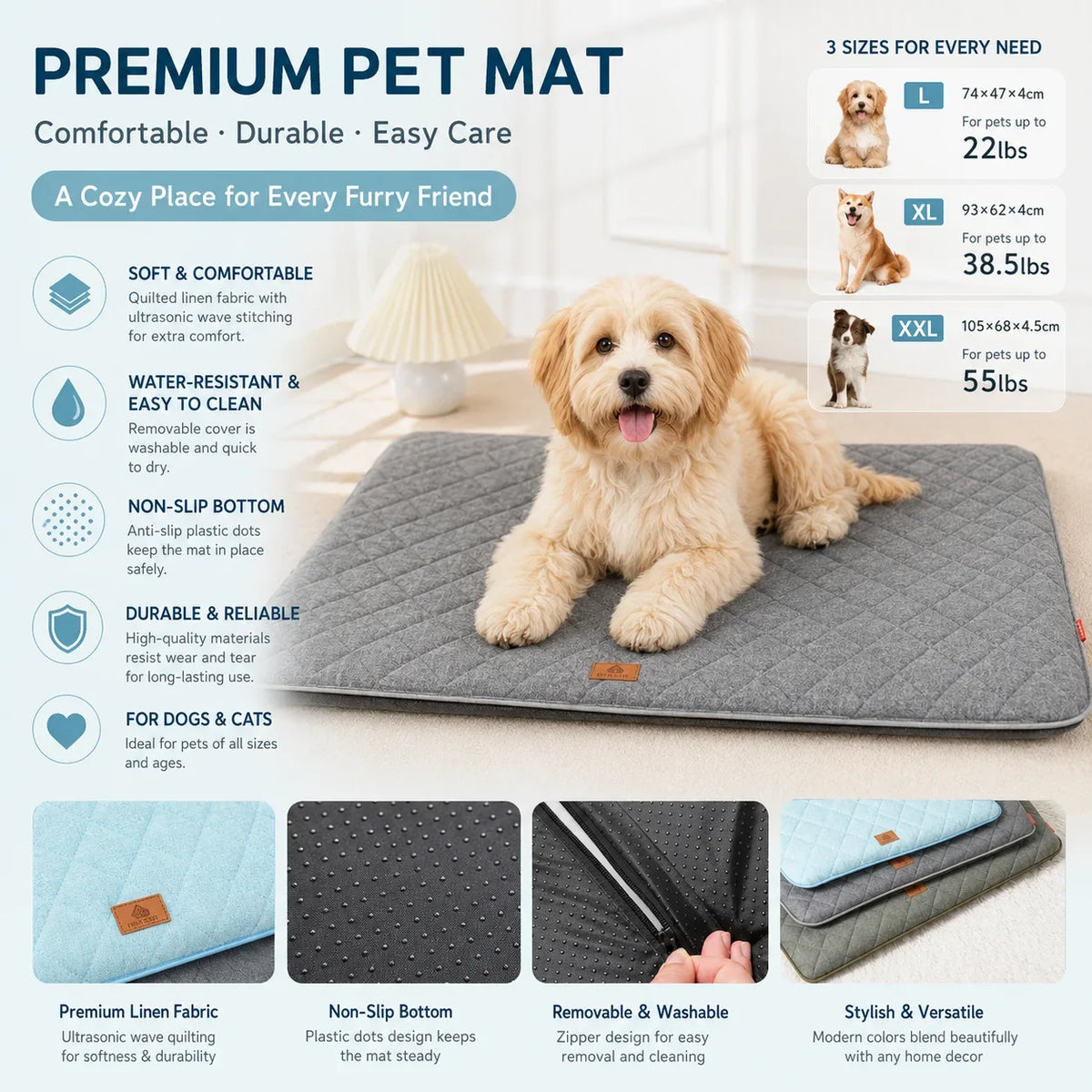 Dog Bed Mat Summer Soft All Seasons - MyPetDollar.com