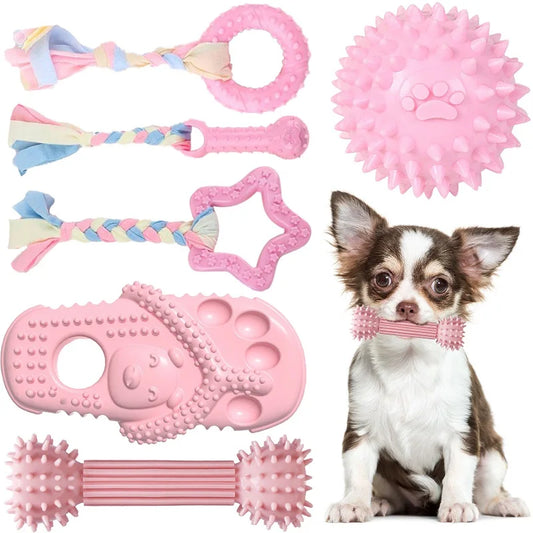 Soft Dog Chew Toys Pink Rubber Bone Toy - MyPetDollar.com