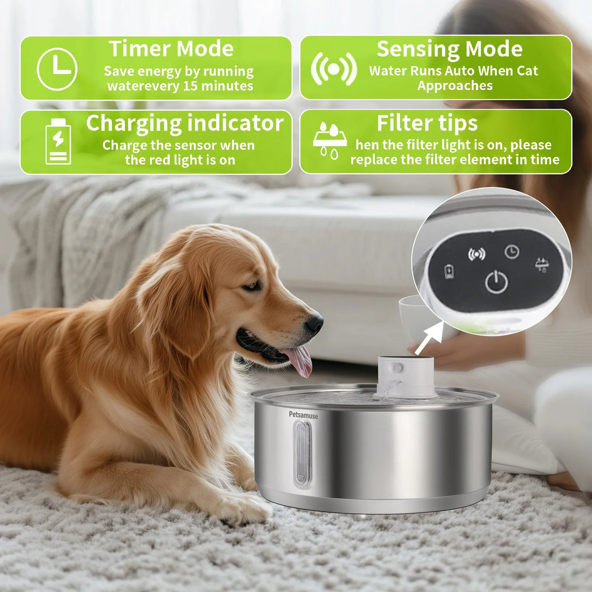 8L Dog Water Fountain Automatic Sensor - MyPetDollar.com