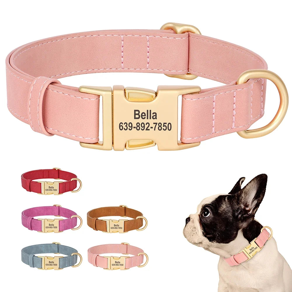 Personalized PU Leather Dog Collar Free - MyPetDollar.com