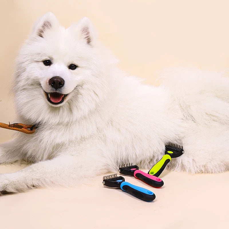 1pc Pet Grooming Brush Double Sided Shedding - MyPetDollar.com