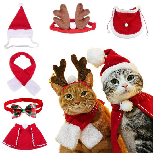 Christmas Hat Halloween Pet Costume for Cat - MyPetDollar.com