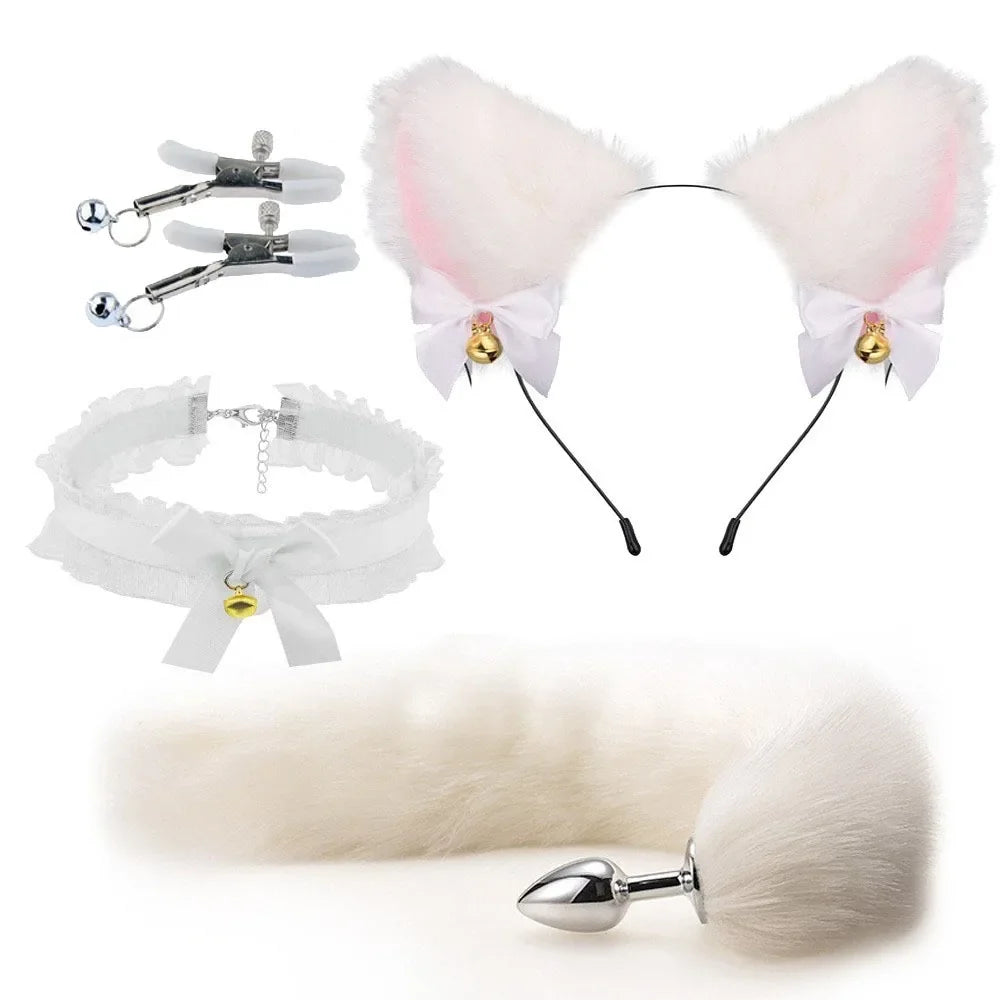 Cute Fox Tail Anal Plug Bow-Knot Soft Cat - MyPetDollar.com