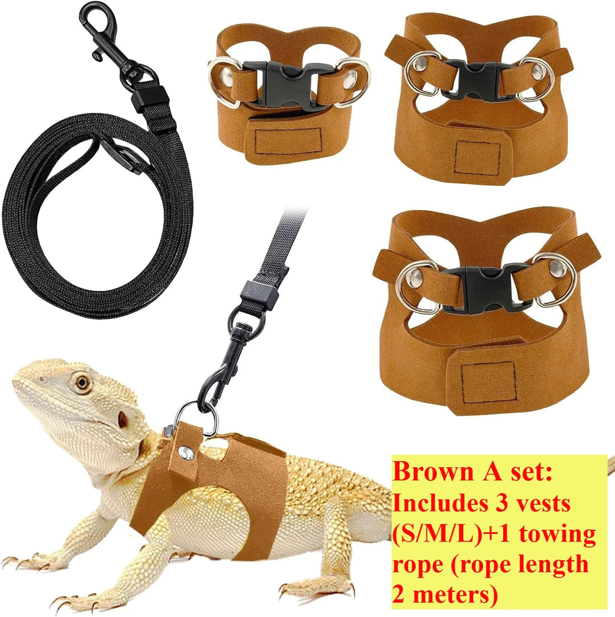 Adjustable Soft Leather Vest for Bearded Dragons Includes for Reptiles