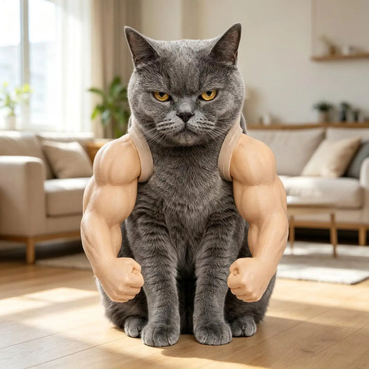 Funny Cat Muscle Arm 3D Printed Invincible - MyPetDollar.com