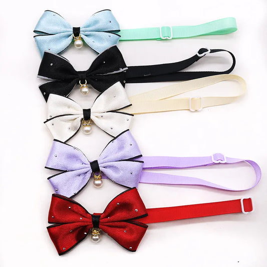 50/100pcs Satin Dog Bow Ties Luxury Pearl - MyPetDollar.com