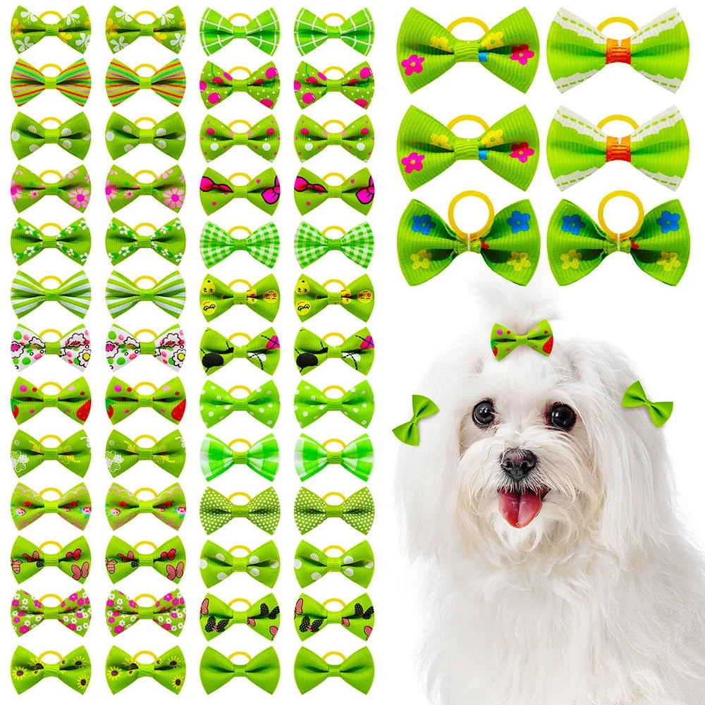 Small Dog Bows Pet Hair Accessories Rubber Bands – 11 Colors