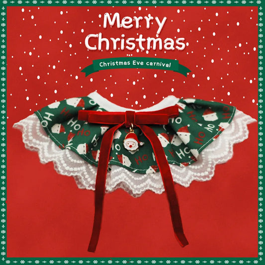 Christmas Lace Saliva Towel With Bell Pet - MyPetDollar.com