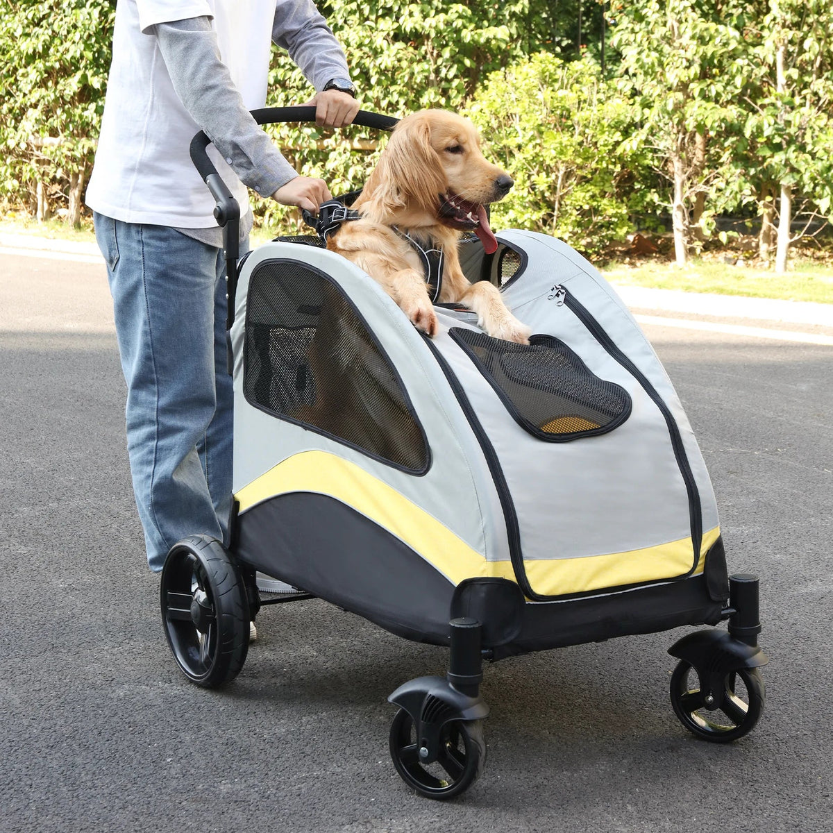 Large Dog Stroller 4 Wheel Pet Trolley - MyPetDollar.com