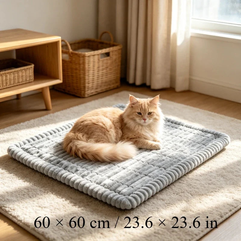 Washable All-season Soft Striped Plush Car Dog Bed