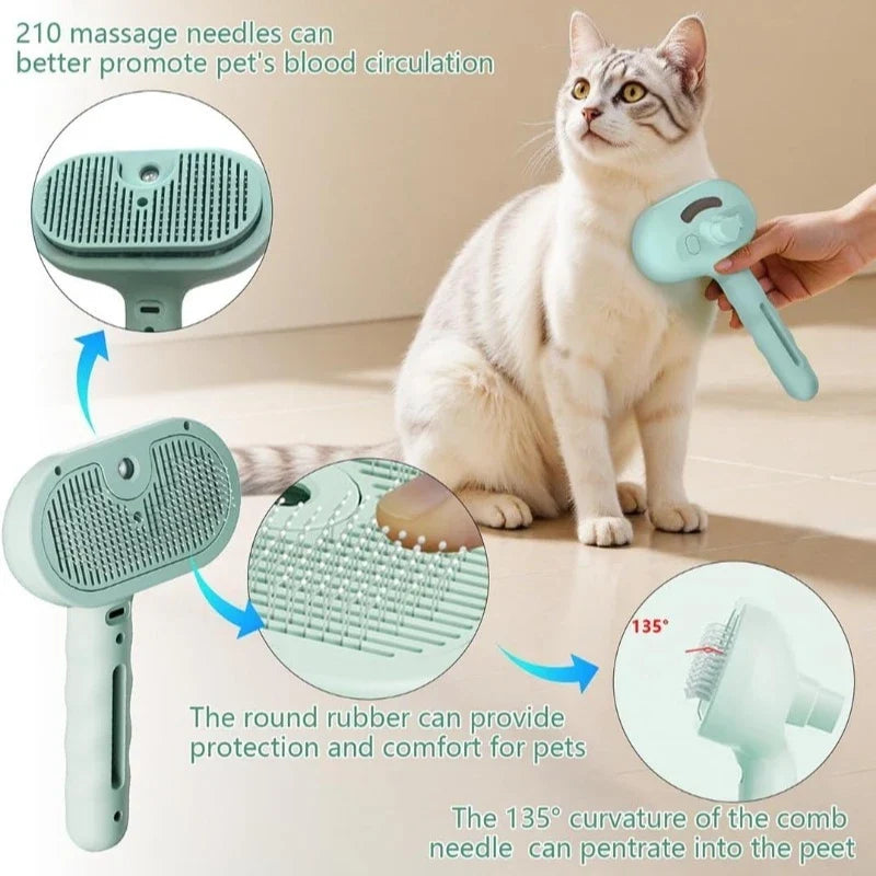 3 in 1 Cat Steam Brush Pet Spray Hair - MyPetDollar.com