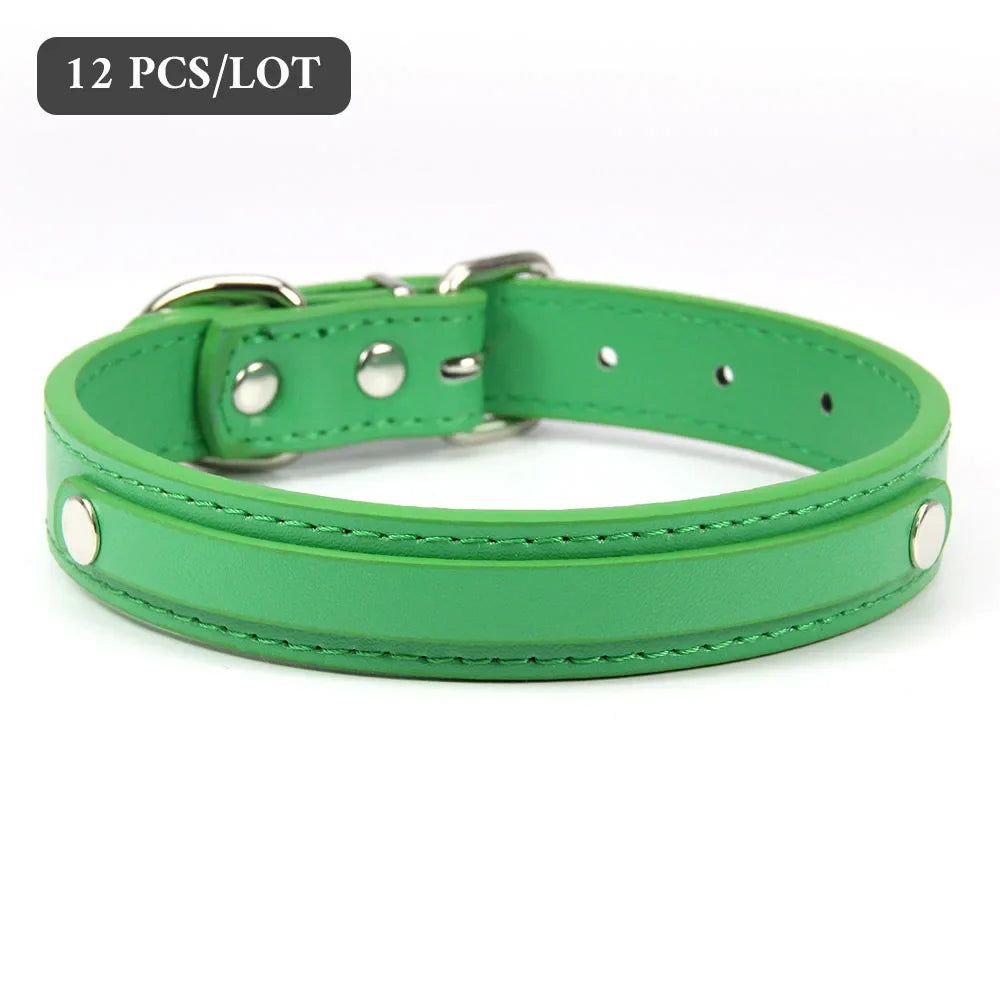 12 PCS Plain PU Leather DIY Name ID Dog - MyPetDollar.com