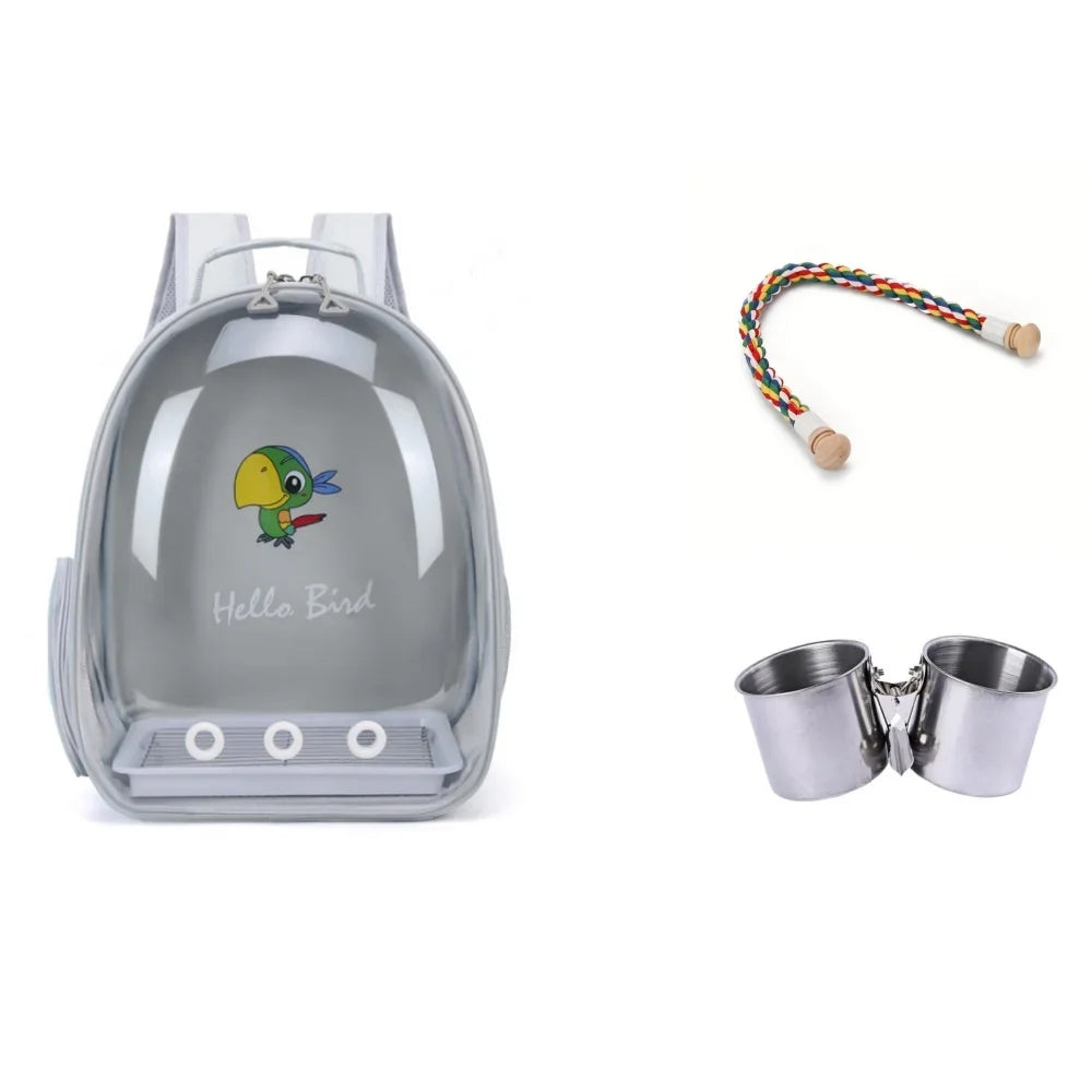 Acrylic Portable Bird Travel Carrier Backpack with Perch – 16 Colors