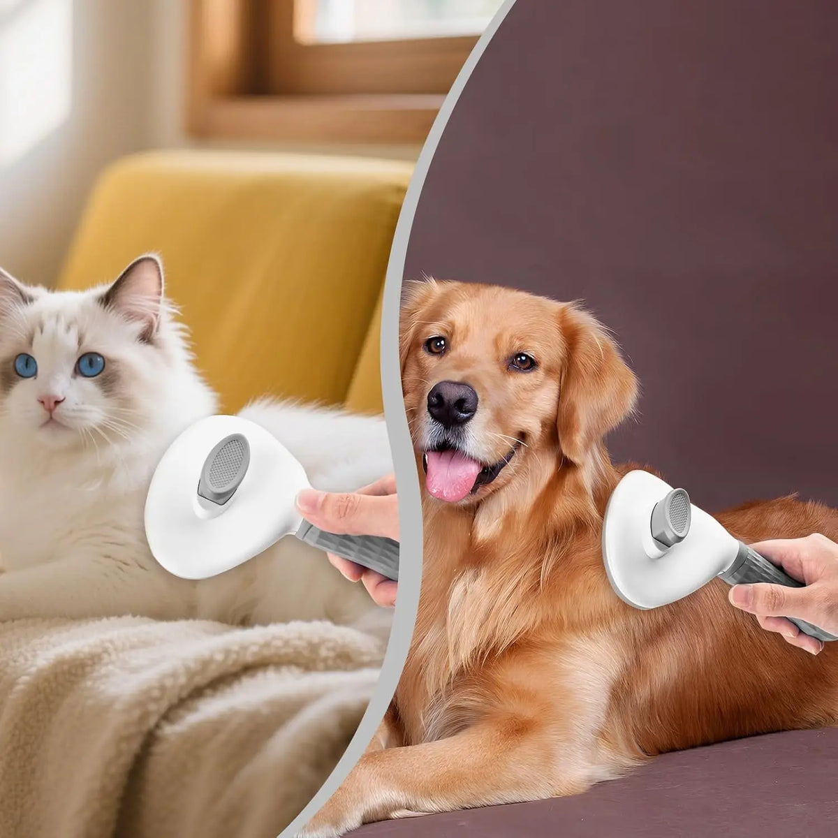 Self-Cleaning Pet Slicker Brush One-Click - MyPetDollar.com