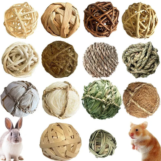 Natural Handwoven Vine Ball Grass Chew Toy - MyPetDollar.com