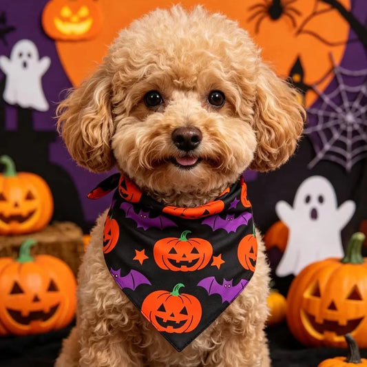 Polyester Pet Halloween Bandana Pumpkin - MyPetDollar.com