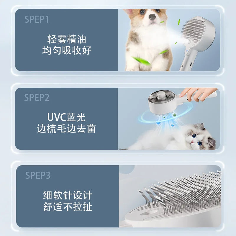 Steam Spray Pet Hair Brush Stainless Steel - MyPetDollar.com