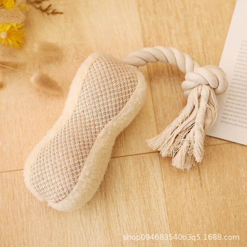 Pet Cotton Rope Plaything Dog Sound Canvas Molar Teeth Cleaner – 6 Colors