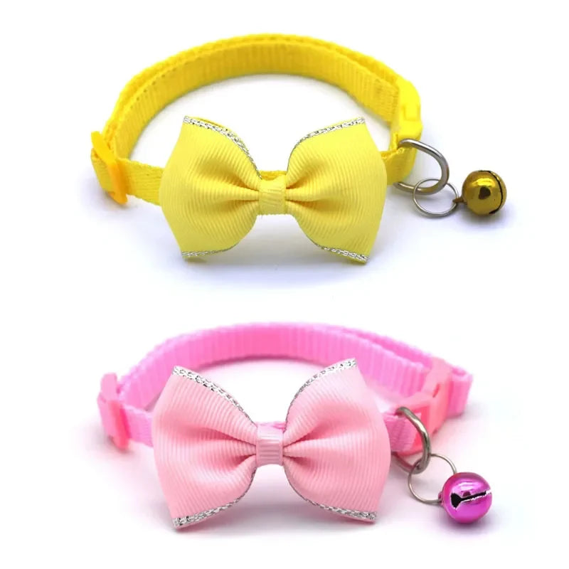 Cat Collar Solid Color Bowknot Puppy - MyPetDollar.com