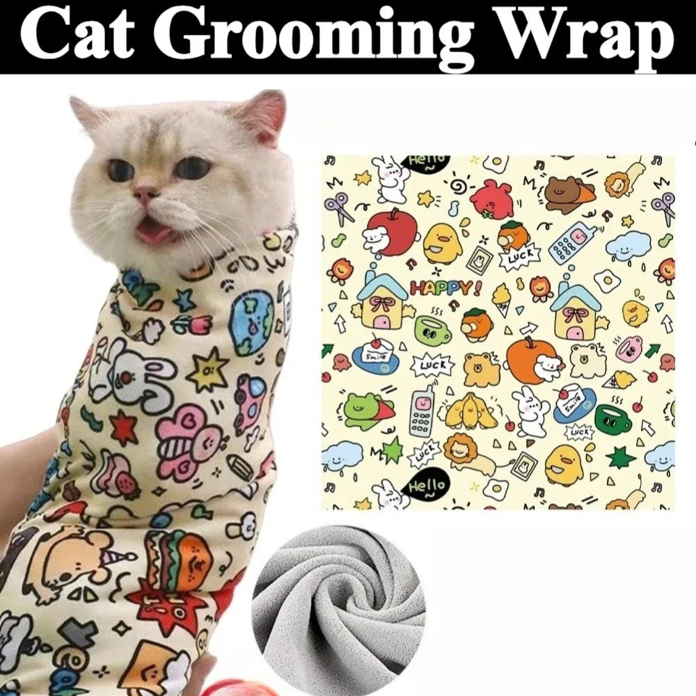 Cat Grooming Wrap Self-Adherent Cat Swaddle - MyPetDollar.com
