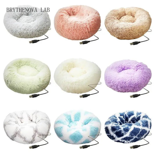 Soft Plush Pet Beds USB Heating Round Dog - MyPetDollar.com