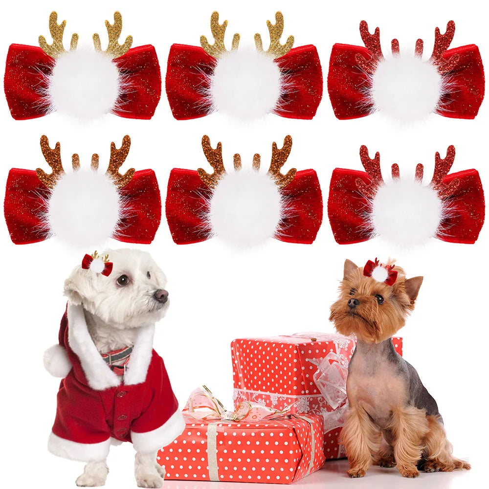 Christmas Dog Bows Handmade Puppy
