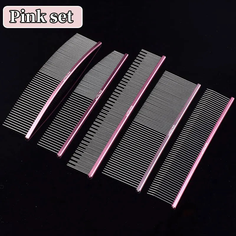 Pet Pink Comb Cat & Dog Professional Stainless Steel Grooming – 7 Colors