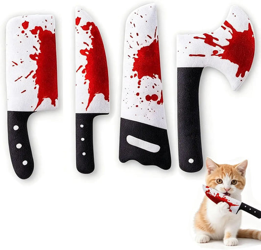4 Pcs Halloween Squeaky Dog Toy Plush Knife - MyPetDollar.com