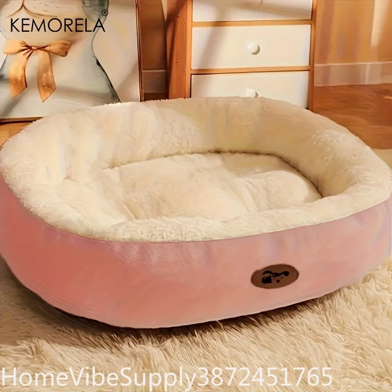 Plush Oval Pet Bed Thickened Ma‑Washable - MyPetDollar.com