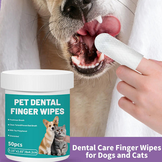 50pcs Pet Teeth Cleaning Wipes Dental Finger - MyPetDollar.com