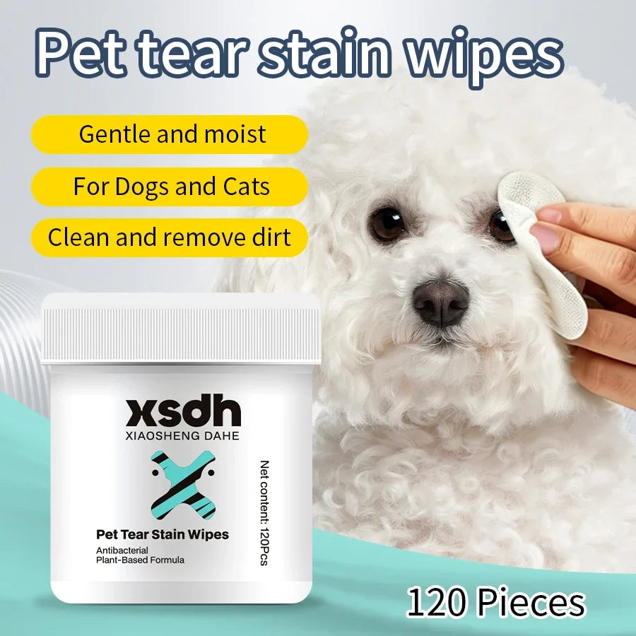 Pet Tear Stain Wipes 120Pcs Dog Cat Eye - MyPetDollar.com