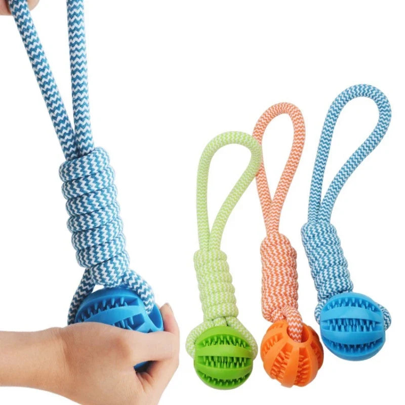 Pet Tooth Cleaning Pet Ball Toy with Rope - MyPetDollar.com