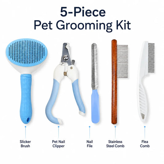 5Pcs Pet Grooming Kit, Nail Clipper Comb - MyPetDollar.com