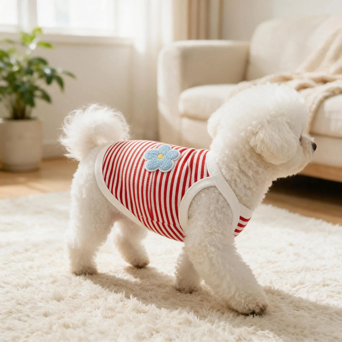 Ribbed Dog Sleeveless Tank Top, Red - MyPetDollar.com