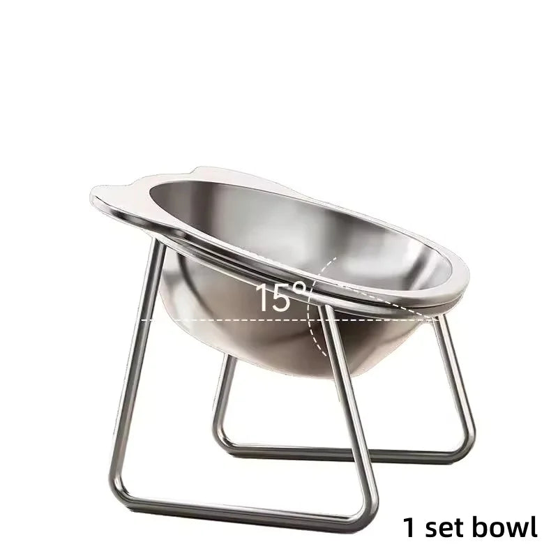 Dog Dish 15° Tilted Elevated 304 Stainless Steel Anti Vomiting