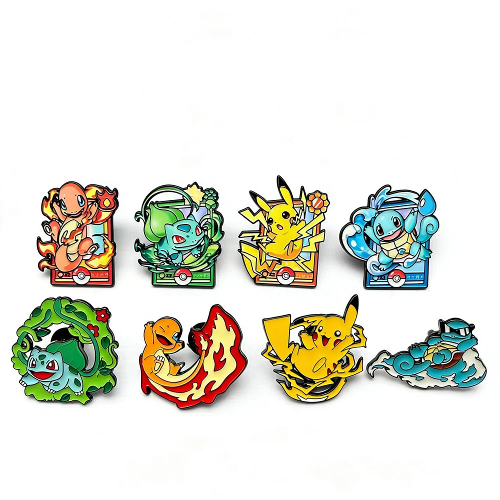 Set Anime Enamel Pin Badges Pikachu Charmander Cute Cartoon