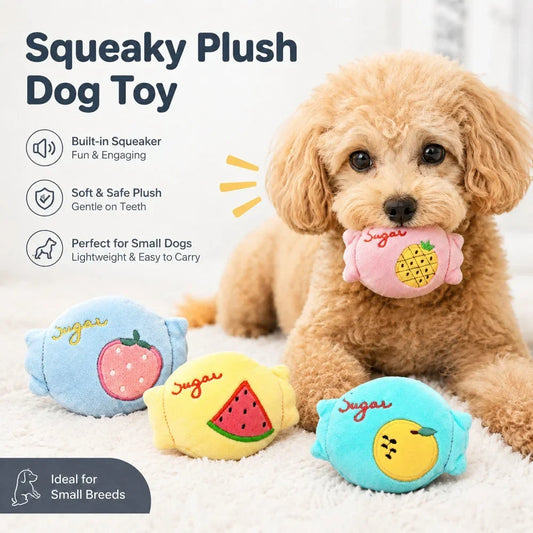 Cute Fruit Candy Plush Dog Toy with Squeaker - MyPetDollar.com