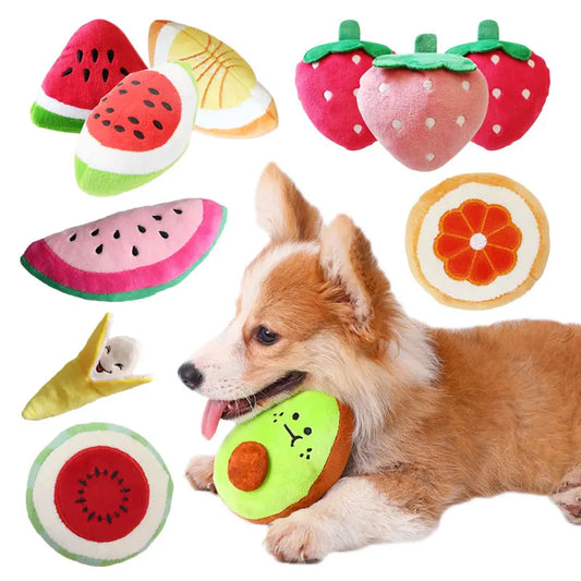 Fruit Dog Toys Squeaker Plush Chew Toy for - MyPetDollar.com