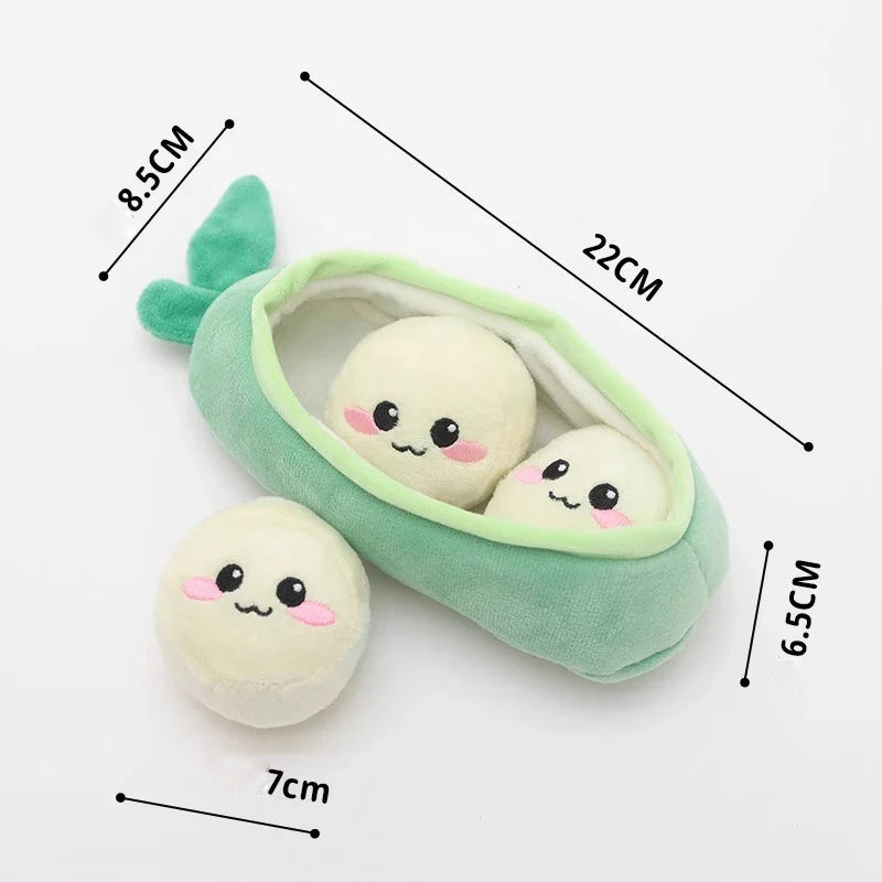 Cute Pea Pod Dog Plush Toy with Sound Relief Smelling