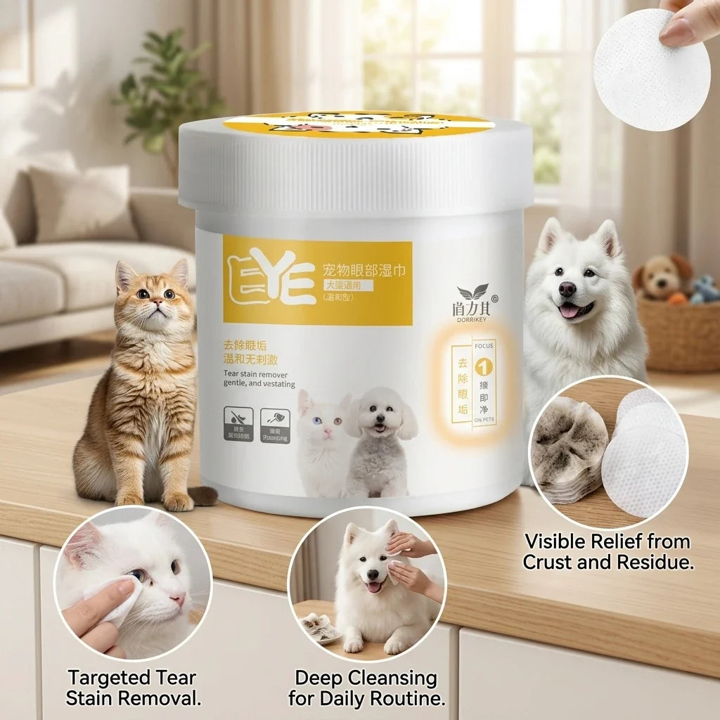 200pcs Pet Eye Cleaning Wipes, Gentle Tear - MyPetDollar.com
