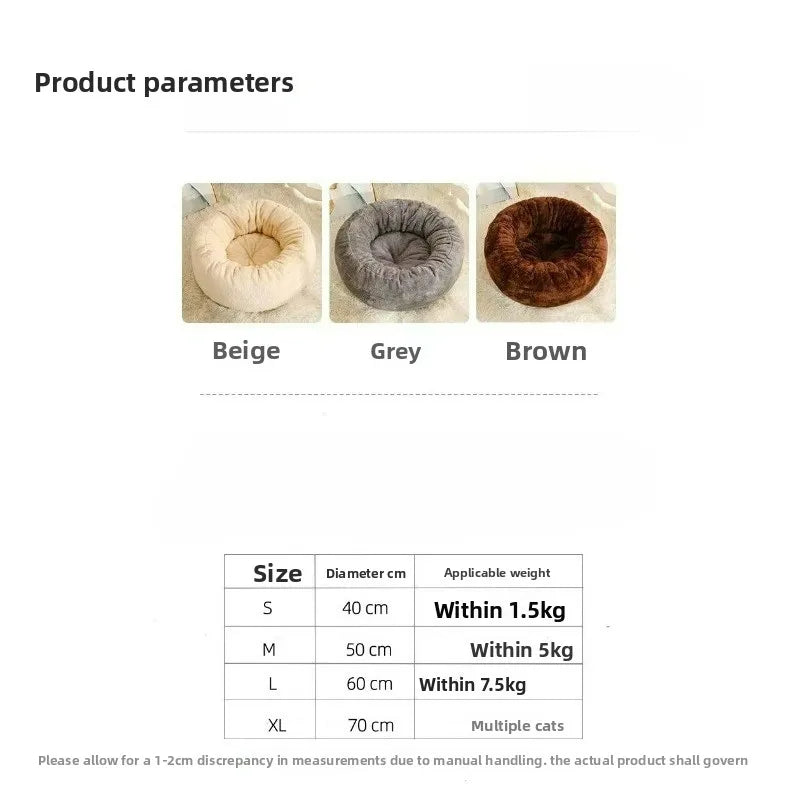 All Season Pet Bed Washable Cat Dog Round - MyPetDollar.com