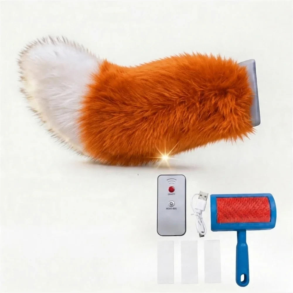 Fluffy Motorcycle Tail Decoration Vehicle Plush Car Moving
