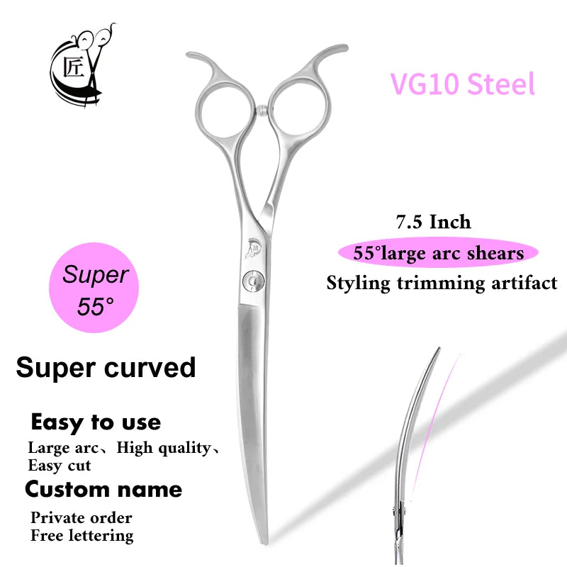 Crane Big Curved Scissors 50° 7.5 8inch Dog Grooming – 2 Colors