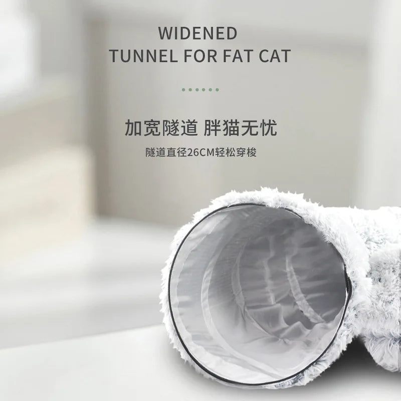 Long Plush Cat Tunnel Bed Removable Washable - MyPetDollar.com