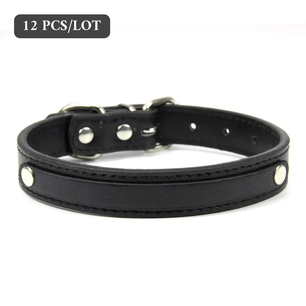 12 PCS Plain PU Leather DIY Name ID Dog - MyPetDollar.com