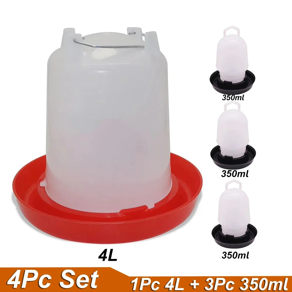 4Pc Set 1Pc 4L 3Pc 350ml Farm poultry feeder - MyPetDollar.com