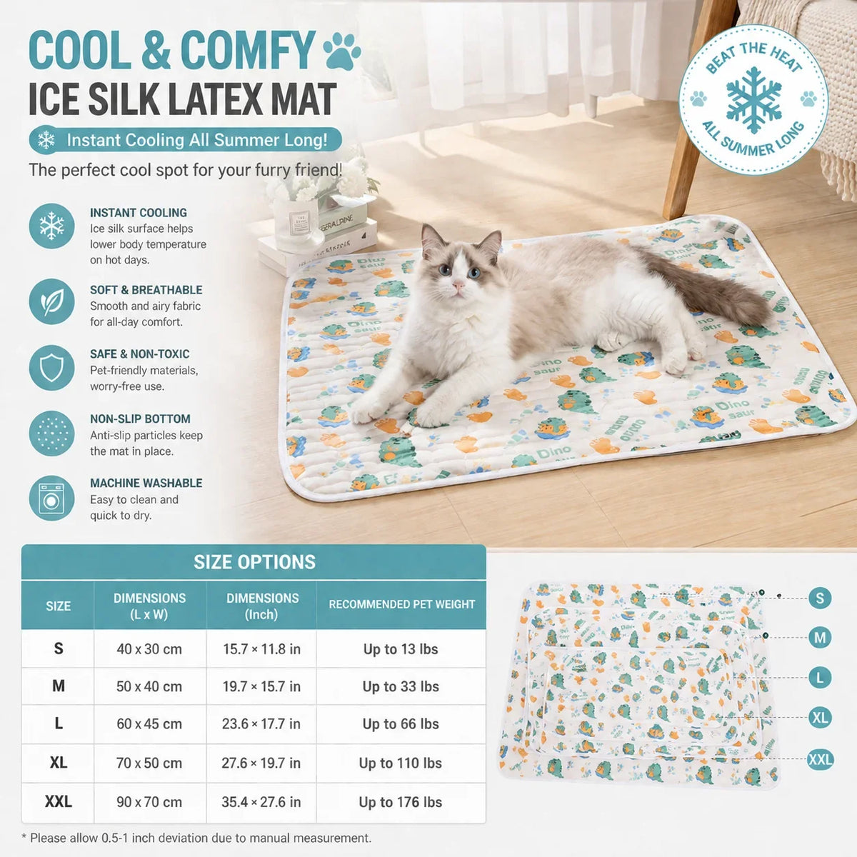 Pet Cooling Mat Ice Silk Latex Dog Cat - MyPetDollar.com