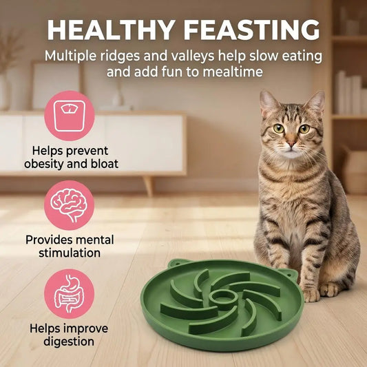 Cute Cat Ear Silicone Slow Feeding Plate Anti Choking Pet Food (3 colors)