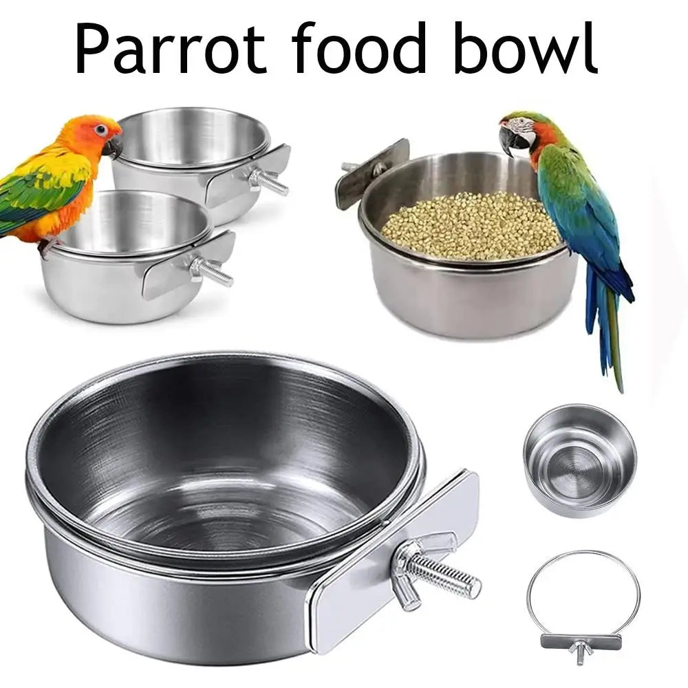 Stainless Steel Bird Bowls Parrot Feeding - MyPetDollar.com