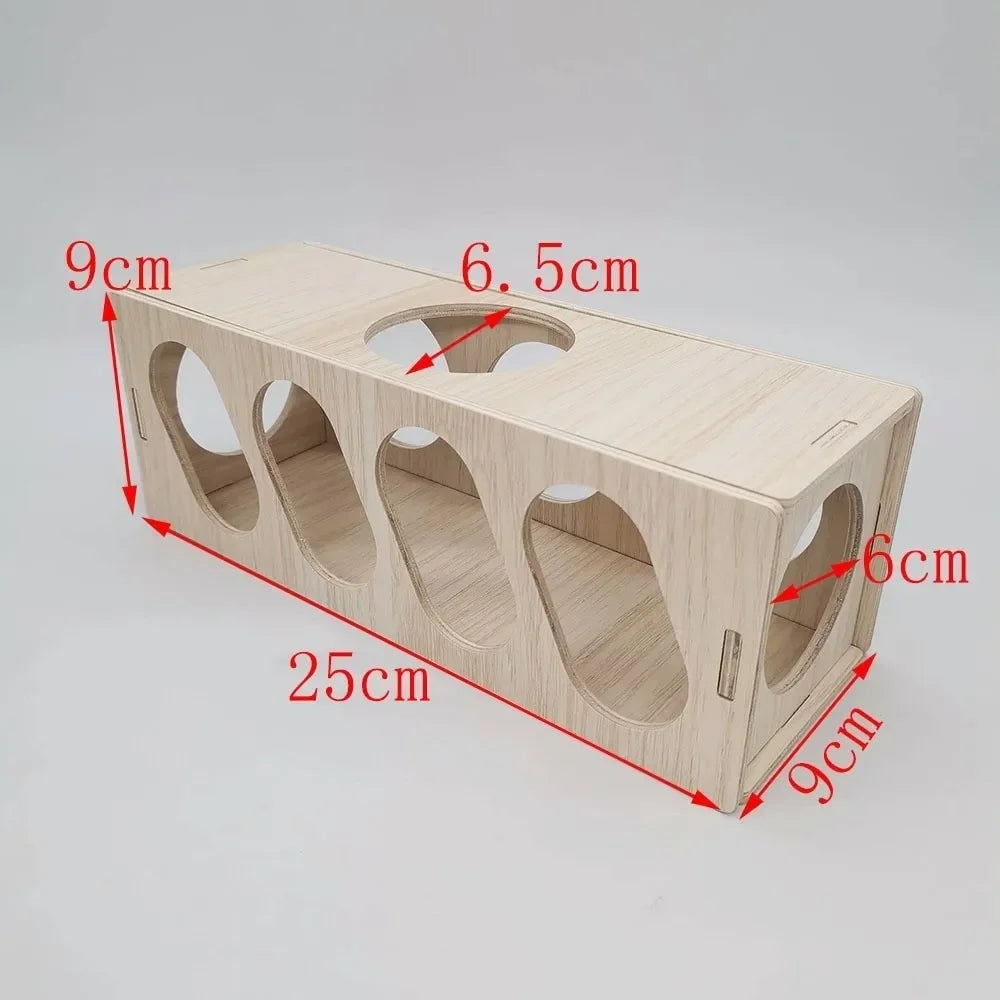 Natural Wood Hamster Tunnel Hideout Maze Chew Plaything